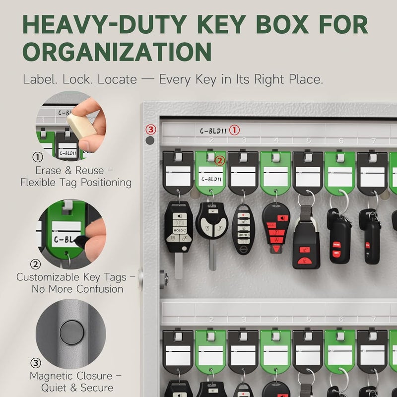 WeHere 32 Key Lock Box Wall Mount, APP Bluetooth/One Time Password Share/Wi-Fi Remote/Fixed Code/Key Unlock, Smart Key Cabinet, Key Organizer Box for Apartment, Home, Office, School Key Manage - Image 3